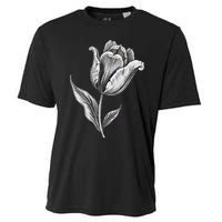 Tulips Lover On Black And White Tulip Flower Cooling Performance Crew T-Shirt