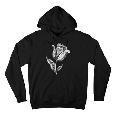 Tulips Lover On Black And White Tulip Flower Hoodie