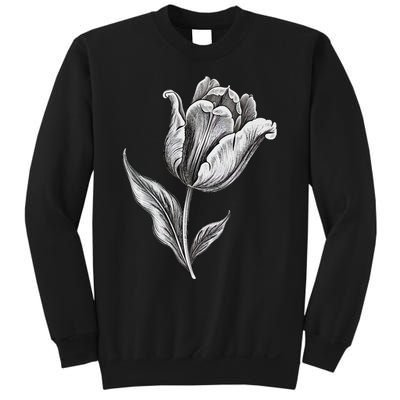 Tulips Lover On Black And White Tulip Flower Sweatshirt