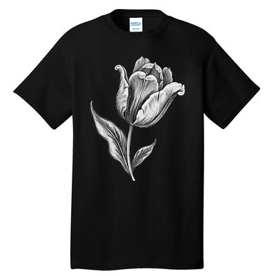 Tulips Lover On Black And White Tulip Flower Tall T-Shirt