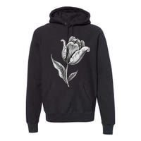 Tulips Lover On Black And White Tulip Flower Premium Hoodie