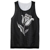 Tulips Lover On Black And White Tulip Flower Mesh Reversible Basketball Jersey Tank