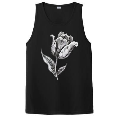 Tulips Lover On Black And White Tulip Flower PosiCharge Competitor Tank