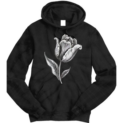 Tulips Lover On Black And White Tulip Flower Tie Dye Hoodie