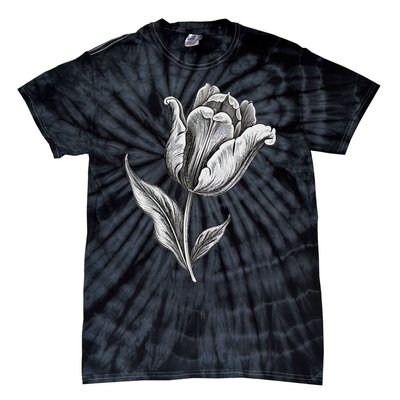 Tulips Lover On Black And White Tulip Flower Tie-Dye T-Shirt