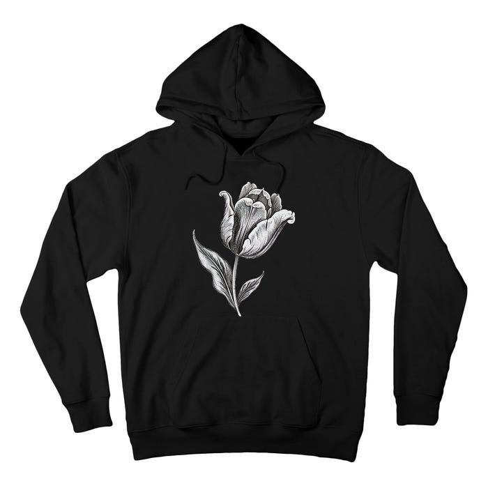 Tulips Lover On Black And White Tulip Flower Tall Hoodie