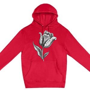 Tulips Lover On Black And White Tulip Flower Premium Pullover Hoodie