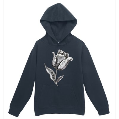 Tulips Lover On Black And White Tulip Flower Urban Pullover Hoodie