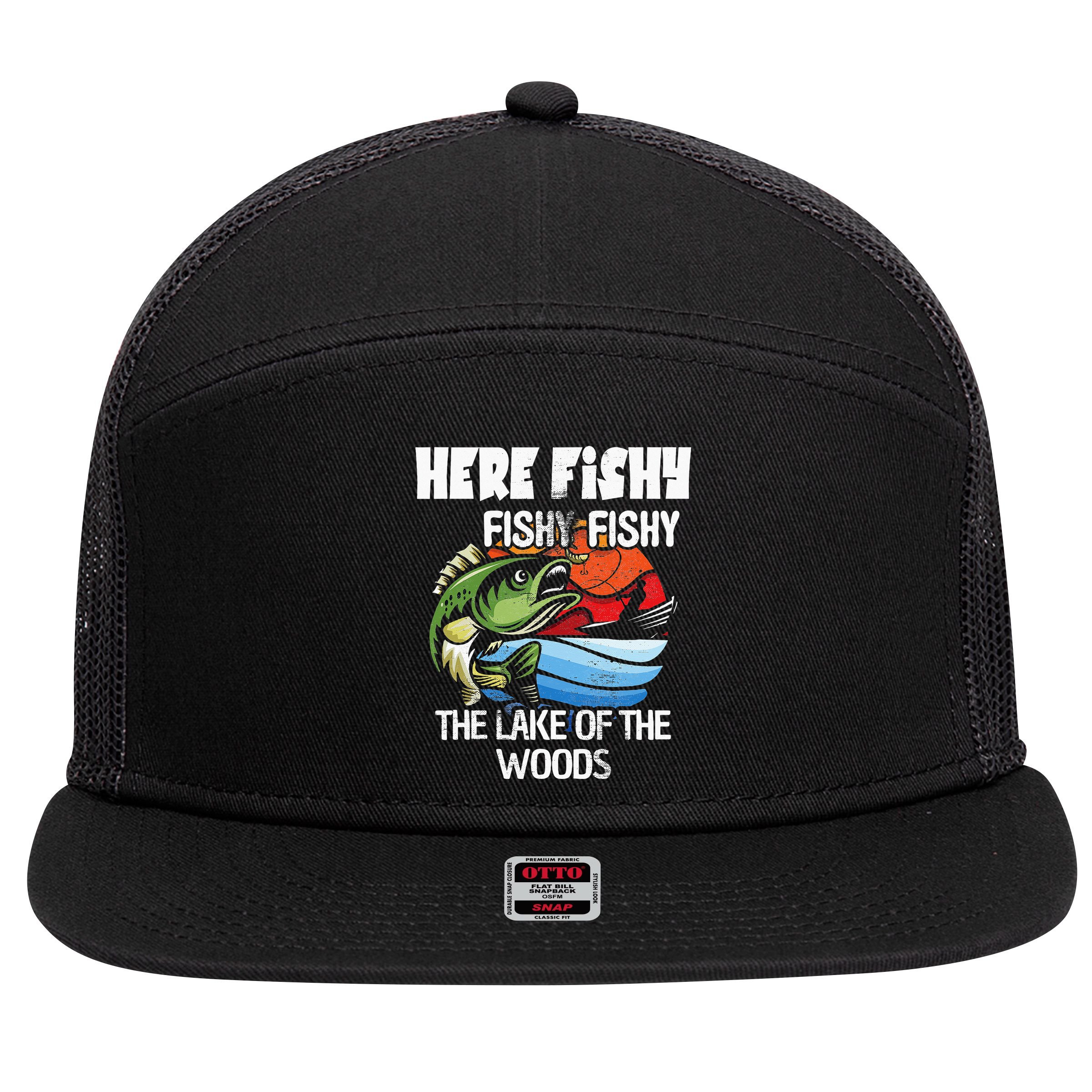 the lake of the woods Funny Fishing 7 Panel Mesh Trucker Snapback Hat