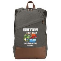 the lake of the woods Funny Fishing Cotton Canvas Backpack