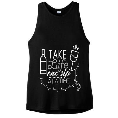 Take Life One Sip At A Time Ladies PosiCharge Tri-Blend Wicking Tank