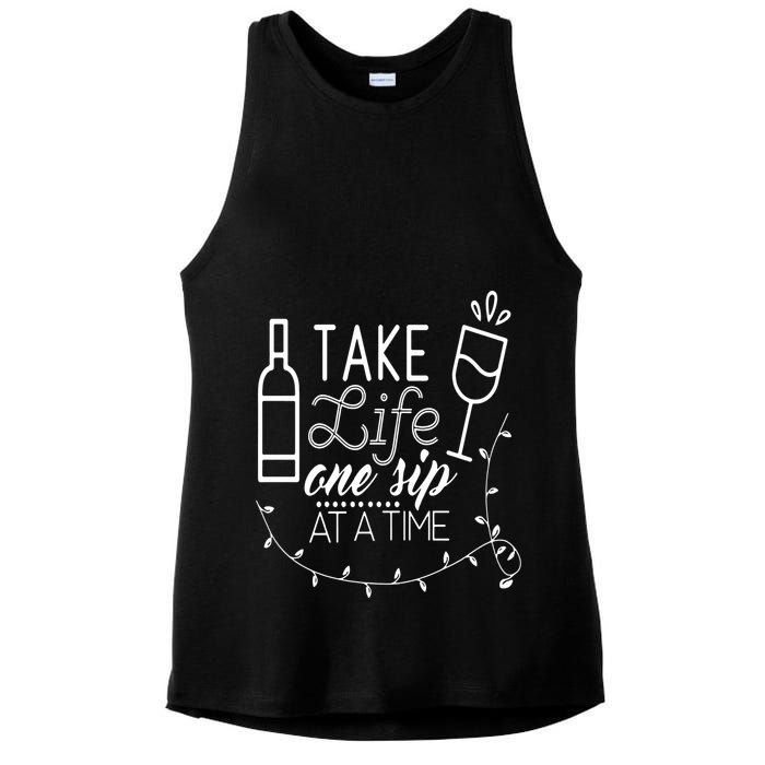 Take Life One Sip At A Time Ladies PosiCharge Tri-Blend Wicking Tank