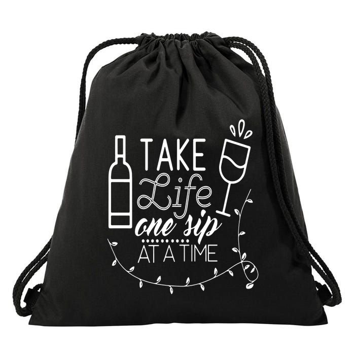Take Life One Sip At A Time Drawstring Bag
