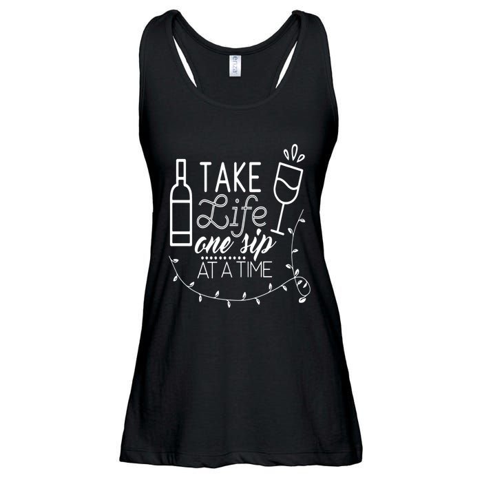 Take Life One Sip At A Time Ladies Essential Flowy Tank