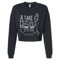 Take Life One Sip At A Time Cropped Pullover Crew