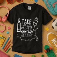 Take Life One Sip At A Time Kids T-Shirt