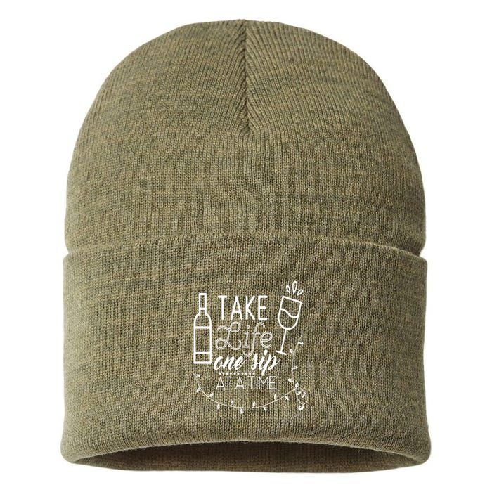 Take Life One Sip At A Time Sustainable Knit Beanie