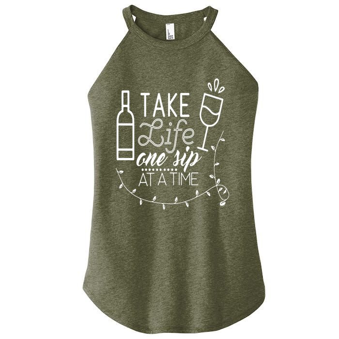 Take Life One Sip At A Time Women's Perfect Tri Rocker Tank