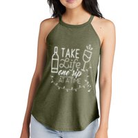 Take Life One Sip At A Time Women's Perfect Tri Rocker Tank