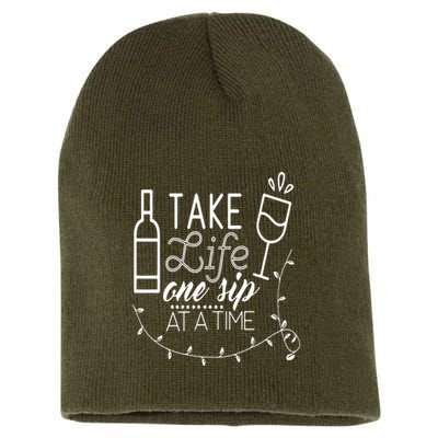 Take Life One Sip At A Time Short Acrylic Beanie