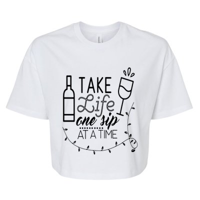 Take Life One Sip At A Time Bella+Canvas Jersey Crop Tee