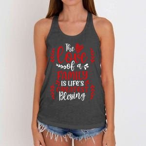 The Love Of A Family Is Life's Greatest Blessing Adoption Gift Women's Knotted Racerback Tank