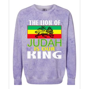 The Lion Of Judah Is Our King Jamaican Jamaican Flag Colorblast Crewneck Sweatshirt