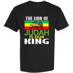 The Lion Of Judah Is Our King Jamaican Jamaican Flag Garment-Dyed Heavyweight T-Shirt