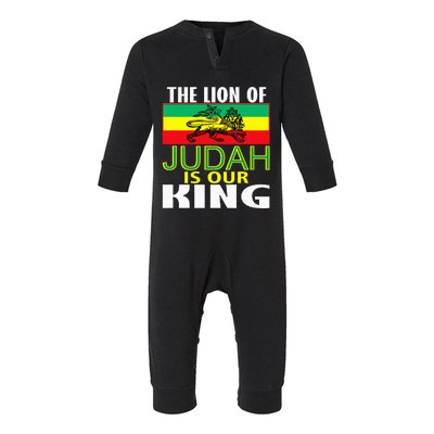 The Lion Of Judah Is Our King Jamaican Jamaican Flag Infant Fleece One Piece