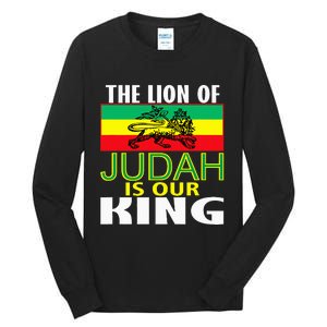 The Lion Of Judah Is Our King Jamaican Jamaican Flag Tall Long Sleeve T-Shirt