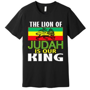 The Lion Of Judah Is Our King Jamaican Jamaican Flag Premium T-Shirt