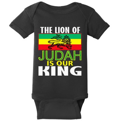 The Lion Of Judah Is Our King Jamaican Jamaican Flag Baby Bodysuit