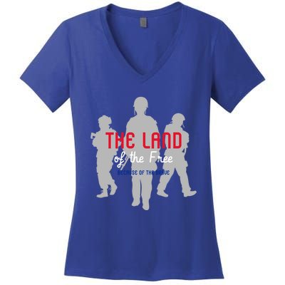 The Land Of The Free Because Of The Brave Gift Women's V-Neck T-Shirt