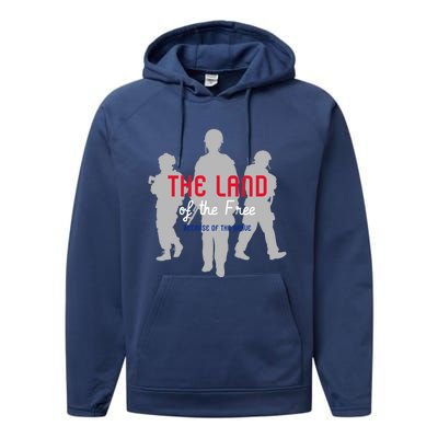 The Land Of The Free Because Of The Brave Gift Performance Fleece Hoodie