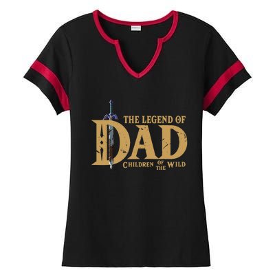 The Legend Of Dad Children Of The Wild FatherS Day Ladies Halftime Notch Neck Tee