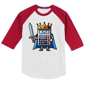 The Loan Officer King Funny Illustration Calculator Kids Colorblock Raglan Jersey