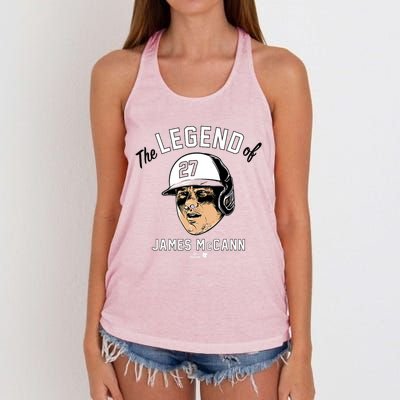 The Legend Of James Mccann Baltimore Baseball Women's Knotted Racerback Tank