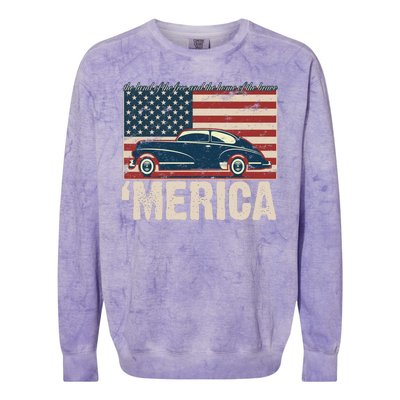 The Land Of The Free Home Of The Brave Classic American Car Colorblast Crewneck Sweatshirt