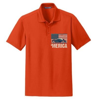 The Land Of The Free Home Of The Brave Classic American Car Dry Zone Grid Polo