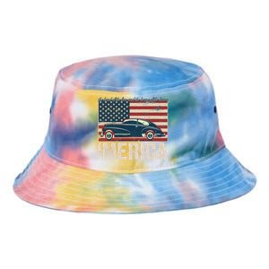 The Land Of The Free Home Of The Brave Classic American Car Tie Dye Newport Bucket Hat