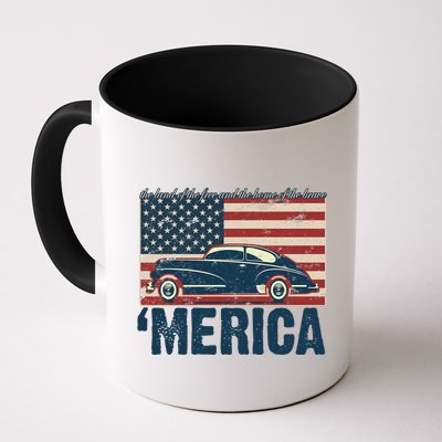The Land Of The Free Home Of The Brave Classic American Car Mug