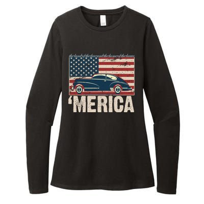 The Land Of The Free Home Of The Brave Classic American Car Womens CVC Long Sleeve Shirt