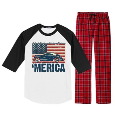 The Land Of The Free Home Of The Brave Classic American Car Raglan Sleeve Pajama Set