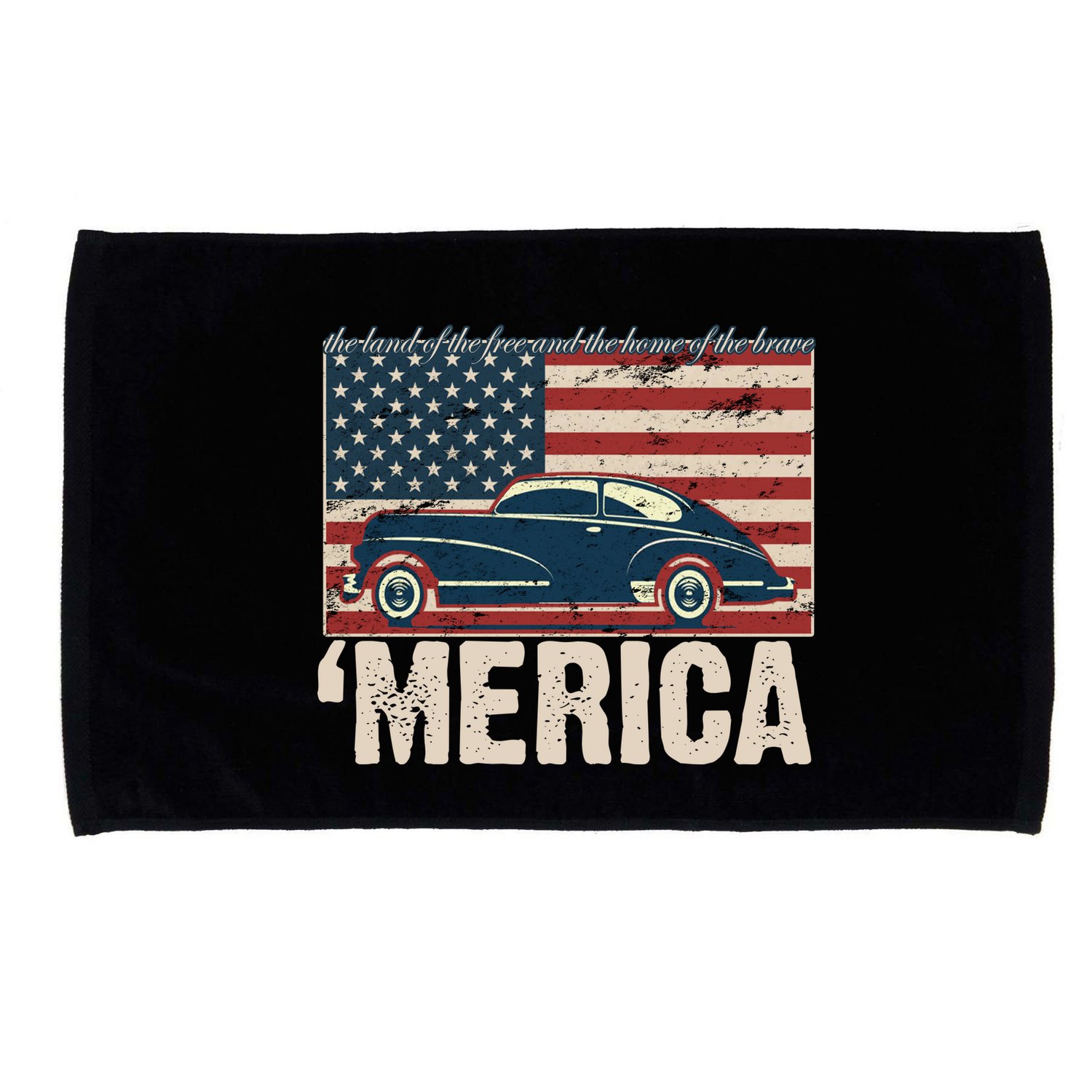 The Land Of The Free Home Of The Brave Classic American Car Microfiber Hand Towel