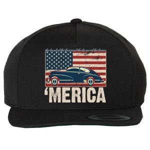 The Land Of The Free Home Of The Brave Classic American Car Wool Snapback Cap