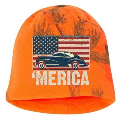 The Land Of The Free Home Of The Brave Classic American Car Kati - Camo Knit Beanie