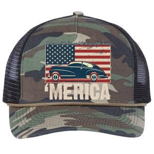 The Land Of The Free Home Of The Brave Classic American Car Retro Rope Trucker Hat Cap