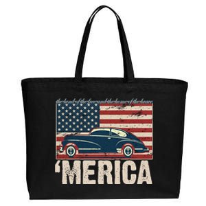 The Land Of The Free Home Of The Brave Classic American Car Cotton Canvas Jumbo Tote