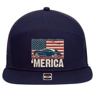 The Land Of The Free Home Of The Brave Classic American Car 7 Panel Mesh Trucker Snapback Hat