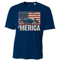 The Land Of The Free Home Of The Brave Classic American Car Cooling Performance Crew T-Shirt